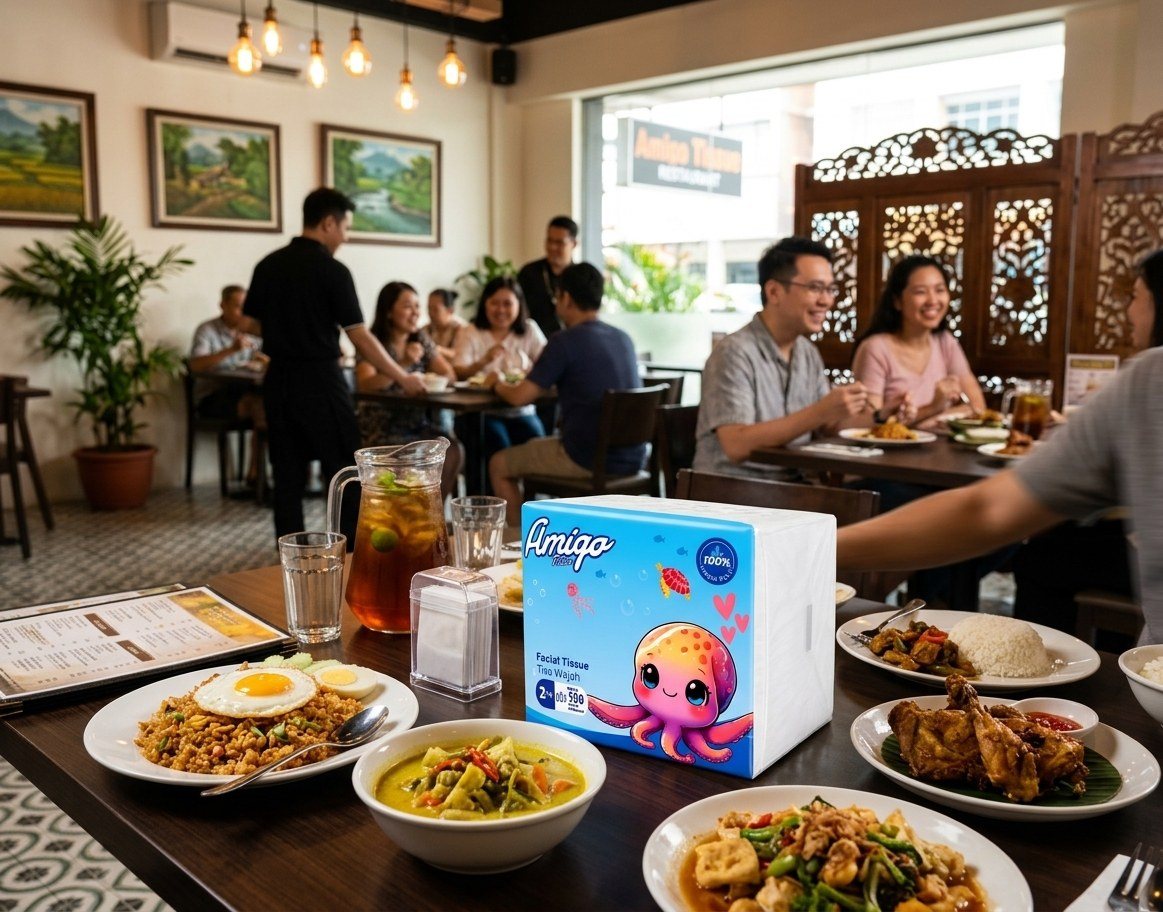 Amigo tissue on a restaurant table