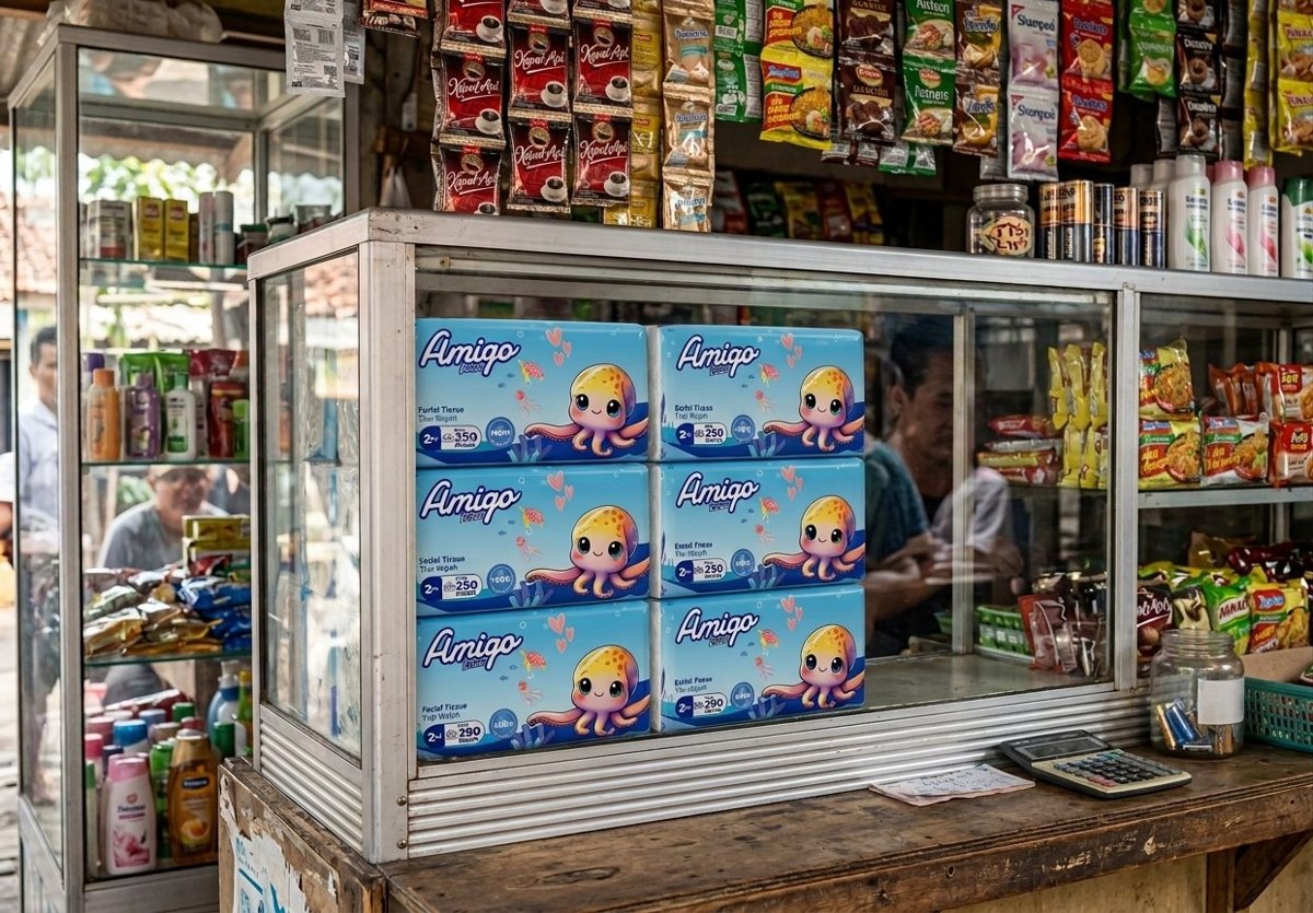 Amigo packs in a store display