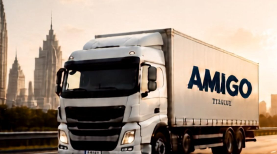 行驶中的 Amigo 配送货车